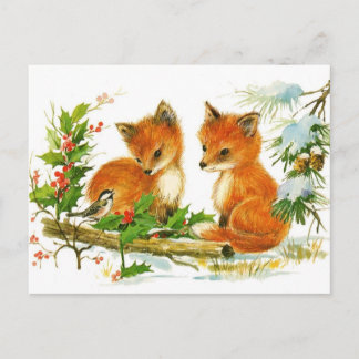 Postcard:  Winter Snow Foxes Postcard