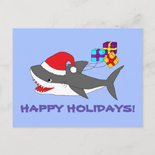 Postcard with a cute Holiday shark