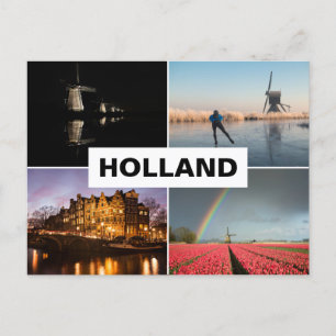 Postcard with a four photo Holland collage