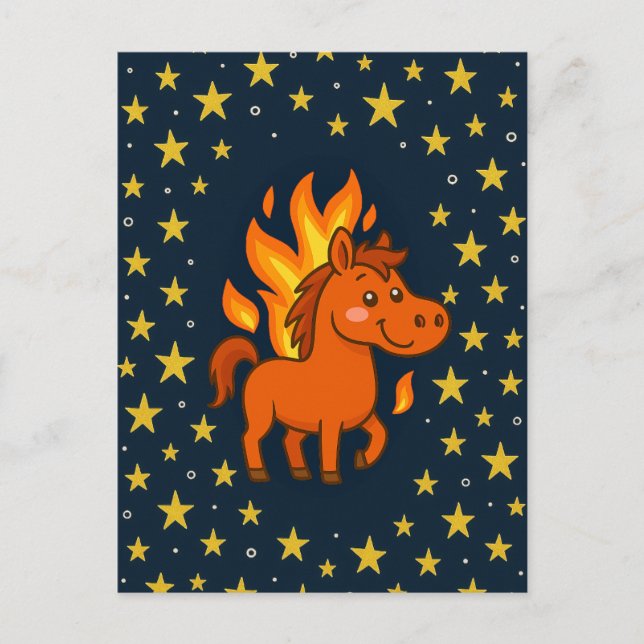 Postcard with a red horses (Front)