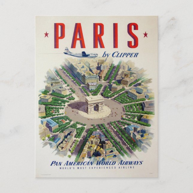 Postcard with Airline Advertising Poster Print (Front)