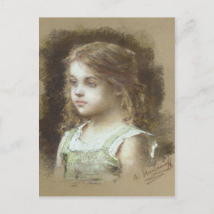 Postcard With Alexei Alexeivich Harlamoff Painting