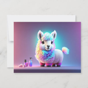 Postcard with Baby, cute, cartoon lama