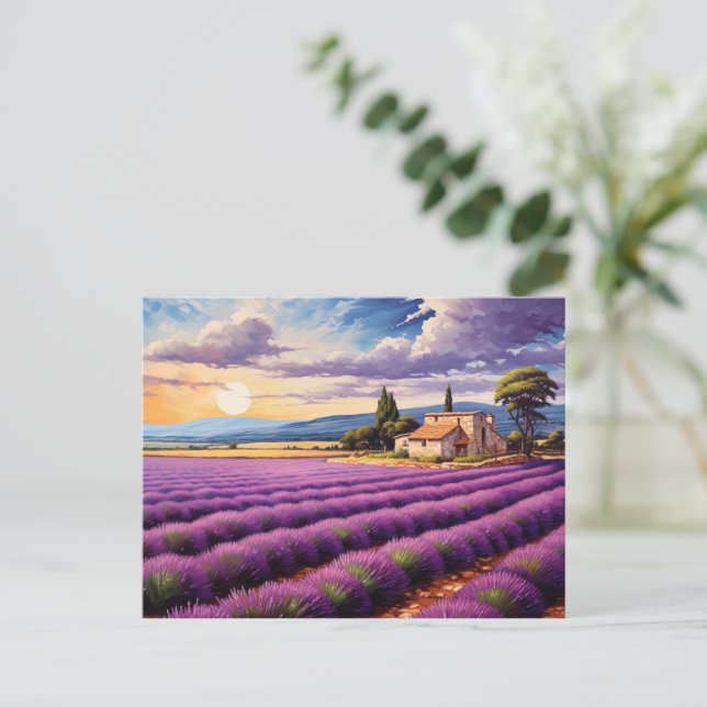 Postcard with charming lavender Provence France (Standing Front)