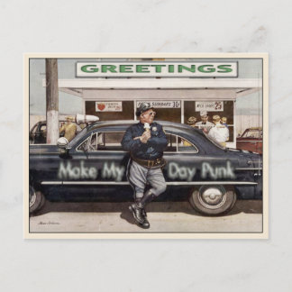 Postcard with Cool Vintage Cop Illustration