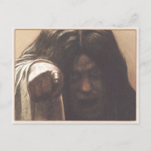 Postcard with Creepy Girl Pointing Finger