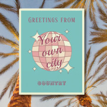 Postcard with customisable city name teal Postcard