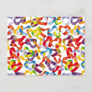 Postcard with decorative seamless with 3D hearts p