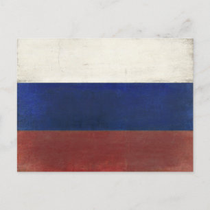 Postcard with Dirty Vintage Flag from Russia