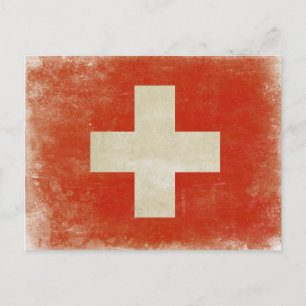 Postcard with Distressed Switzerland Flag