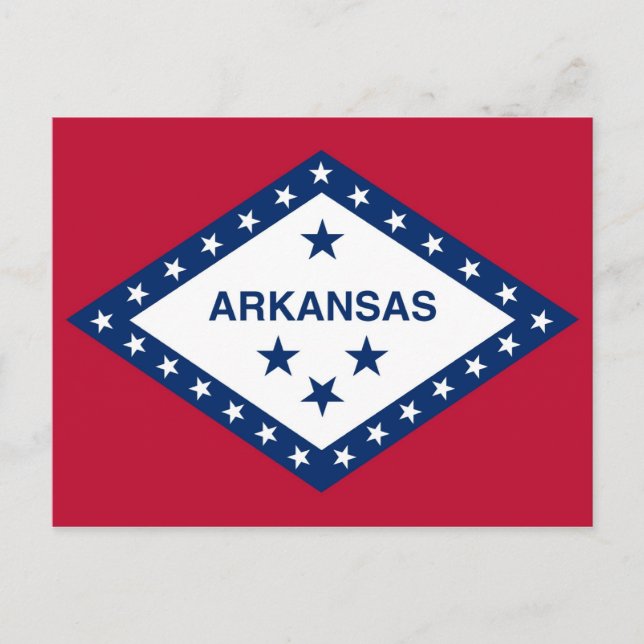 Postcard with Flag of Arkansas State - USA (Front)