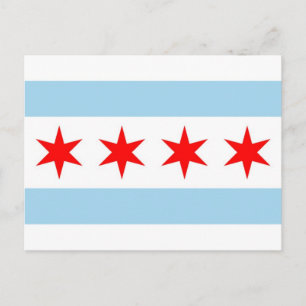 Postcard with Flag of Chicago, Illinois State, USA