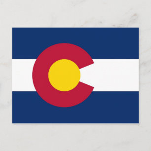 Postcard with Flag of Colorado State - USA