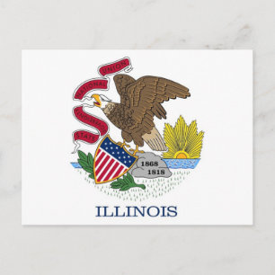 Postcard with Flag of Illinois State - USA