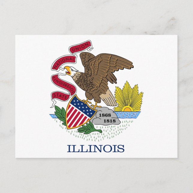 Postcard with Flag of Illinois State - USA (Front)