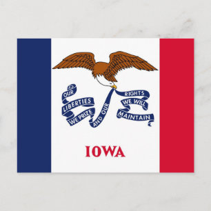 Postcard with Flag of Iowa State - USA
