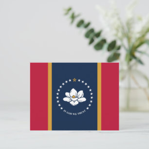Postcard with Flag of Mississippi State, USA