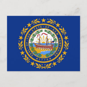 Postcard with Flag of  New Hampshire State - USA