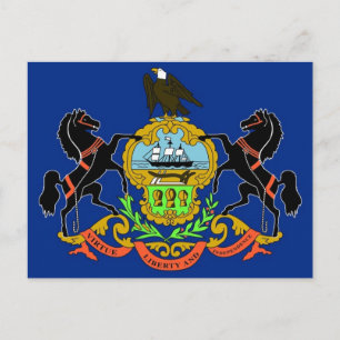Postcard with Flag of Pennsylvania State - USA