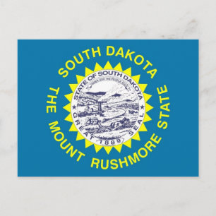 Postcard with Flag of South Dakota State - USA