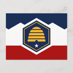 Postcard with Flag of Utah, USA