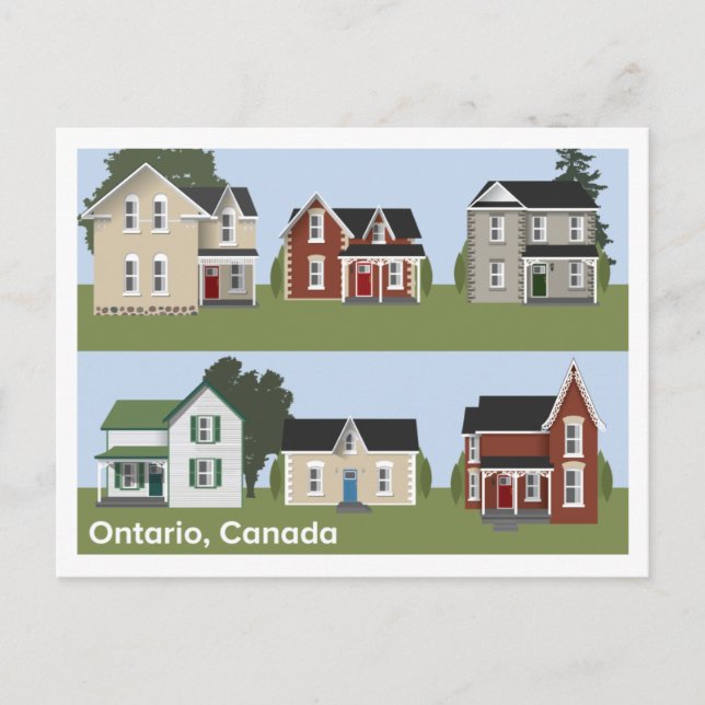 Postcard with Ontario Victorian Houses (Front)