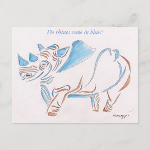 Postcard with original art of stylised rhino