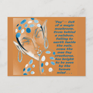 Postcard with original art -- Orange Elf w/ Text