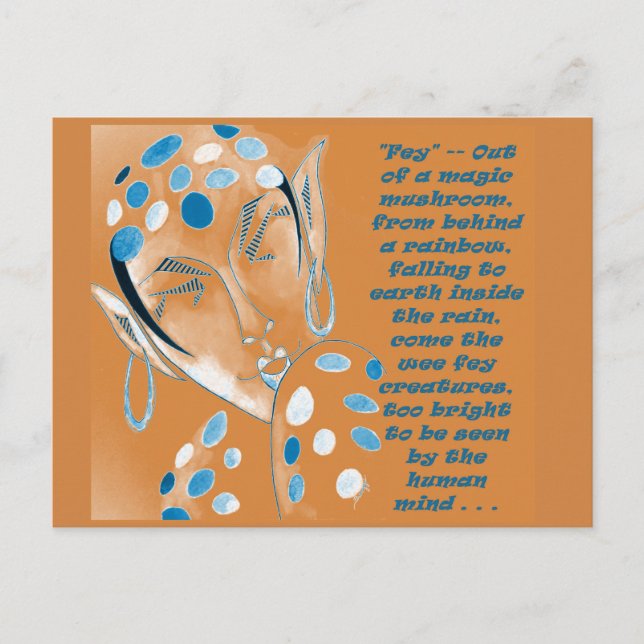 Postcard with original art -- Orange Elf w/ Text (Front)