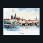 Postcard with Prague, painted landscape.<br><div class="desc">Postcard with Prague,  Czech Republic. Beautiful painted old town.</div>
