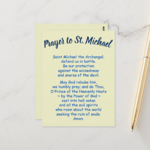 Postcard with Prayer to Saint Michael Customisable