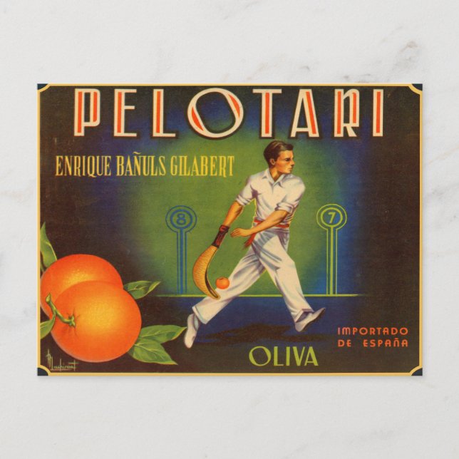 Postcard with Spanish Crate Label Print for Olives (Front)