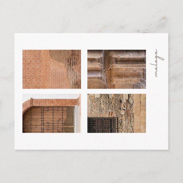 Postcard with the sights of Malaga in Spain (Front)