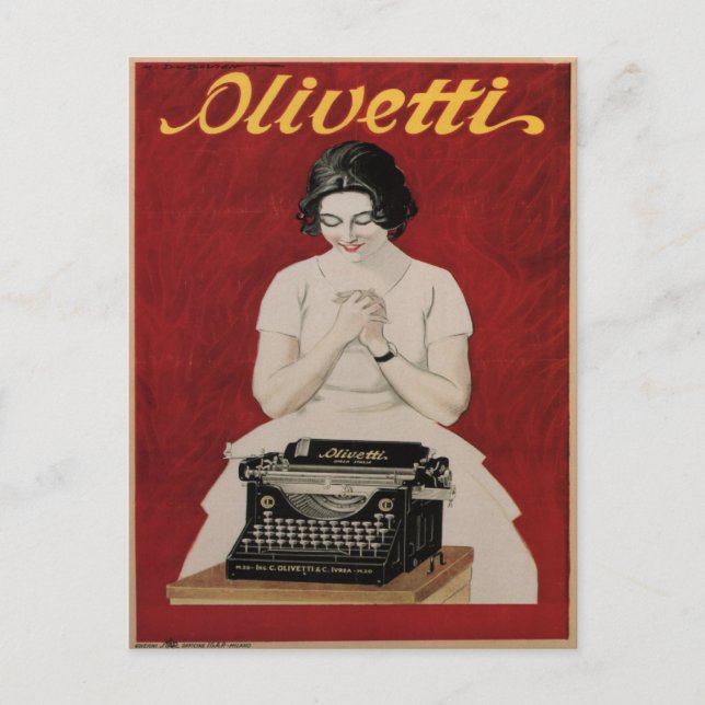 Postcard with Vintage Ad Print from Italy (Front)