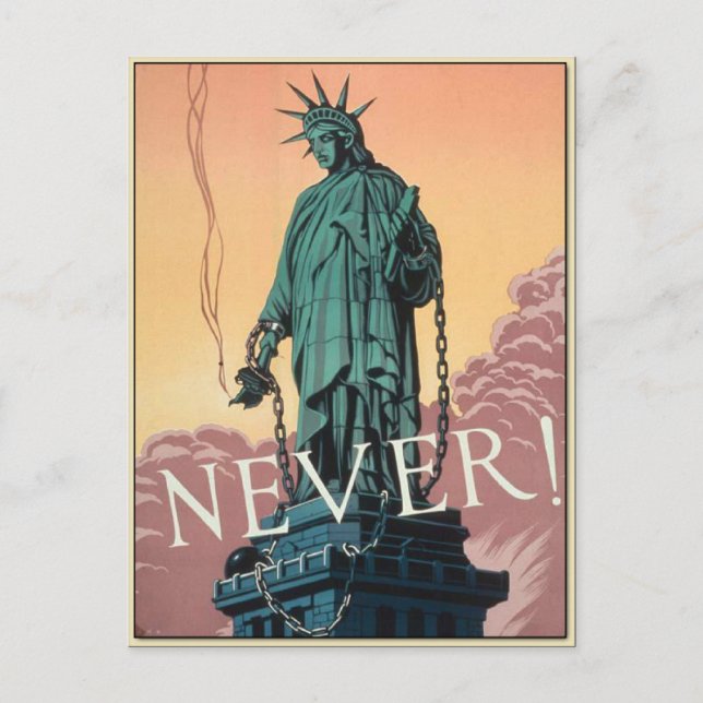 Postcard with Vintage American WWII Propaganda (Front)