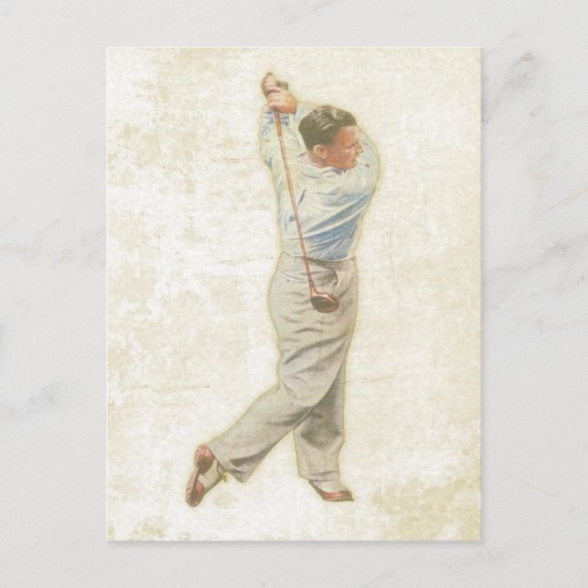 Postcard with Vintage Golf Player (Front)