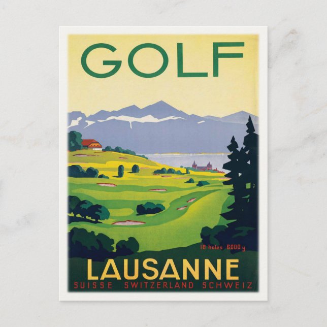 Postcard With Vintage Golf Poster Print (Front)
