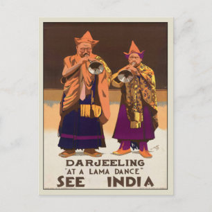 Postcard With Vintage India Poster Print