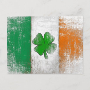 Postcard with Vintage Irish Flag