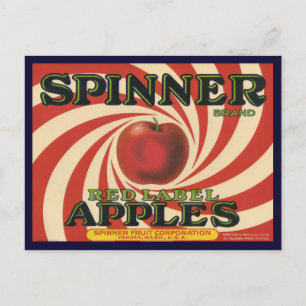 Postcard with Vintage Label Print for Apples