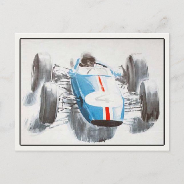 Postcard With Vintage Racing Car (Front)