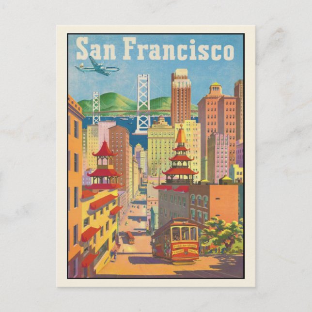 Postcard with Vintage San Francisco Poster Print (Front)