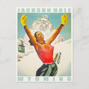 Postcard with Vintage Ski Print from Aspen