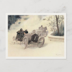 Postcard with Vintage Sport Cars Racing