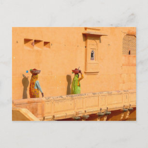 Postcard Women In Sari Clothing, India