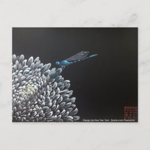 Postcards - Chrysanthemum and damselfly
