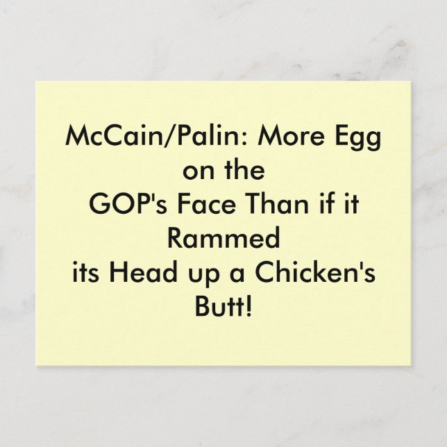 Postcards, egg on GOP's face Postcard (Front)