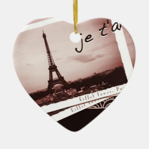 Postcards from Paris Bonjour Custom Ornament
