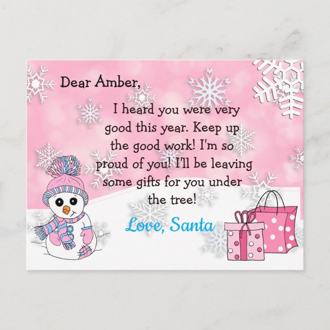 Postcards from Santa: Cute Snowman (Front)