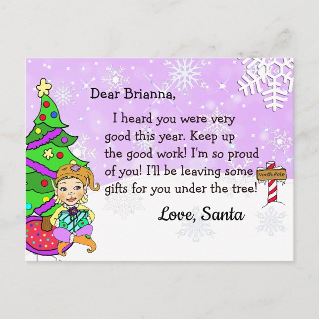 Postcards from Santa: Holiday Blonde female Elf (Front)